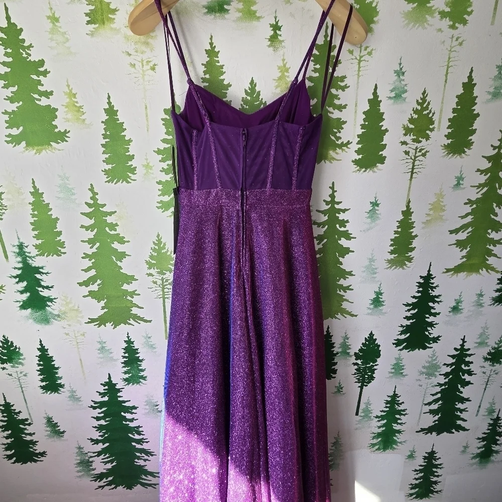 Elegant A-line Purple Glitter Dress